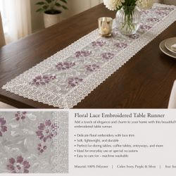Floral Lace Embroidered Table Runner 🌸