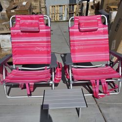 Pink Portable Chair Set With Table