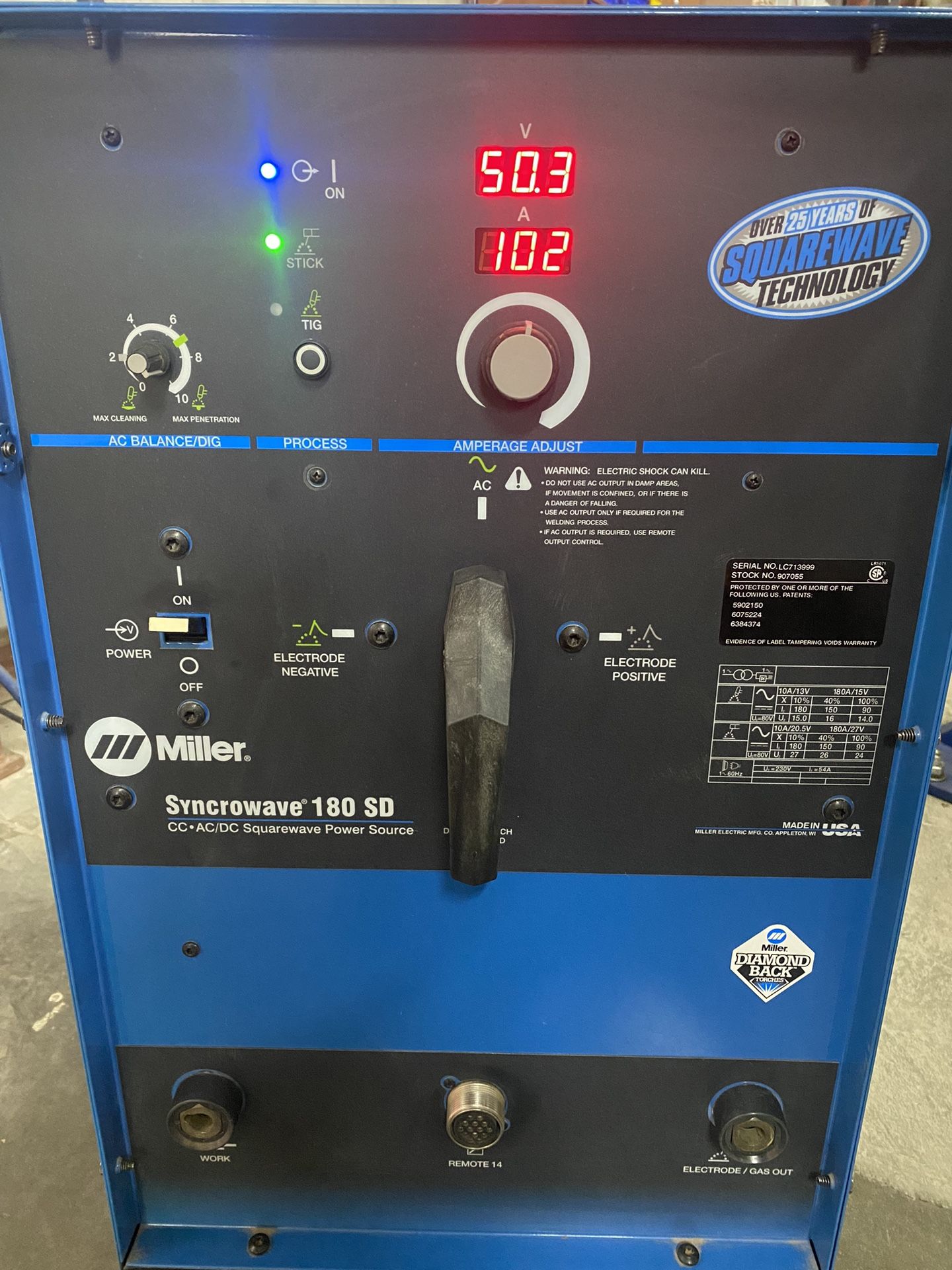 Miller Syncrowave 180SD Tig & Stick Welder