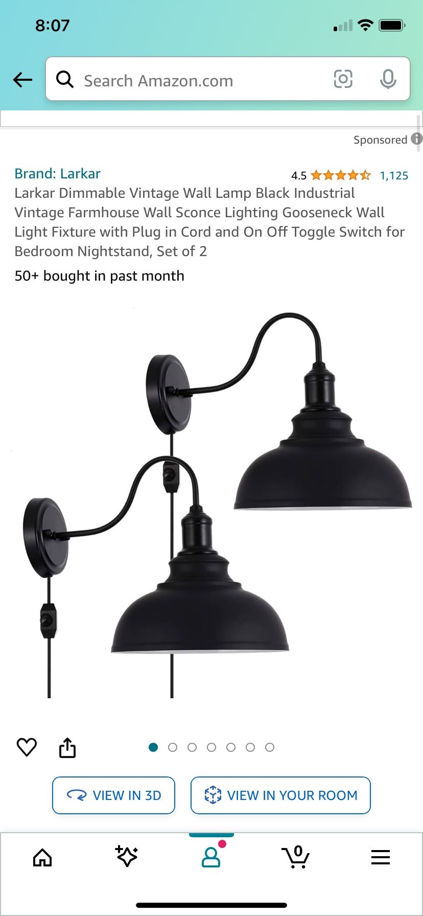 Set 2 Wall Mounted Lamps With Plug In Control