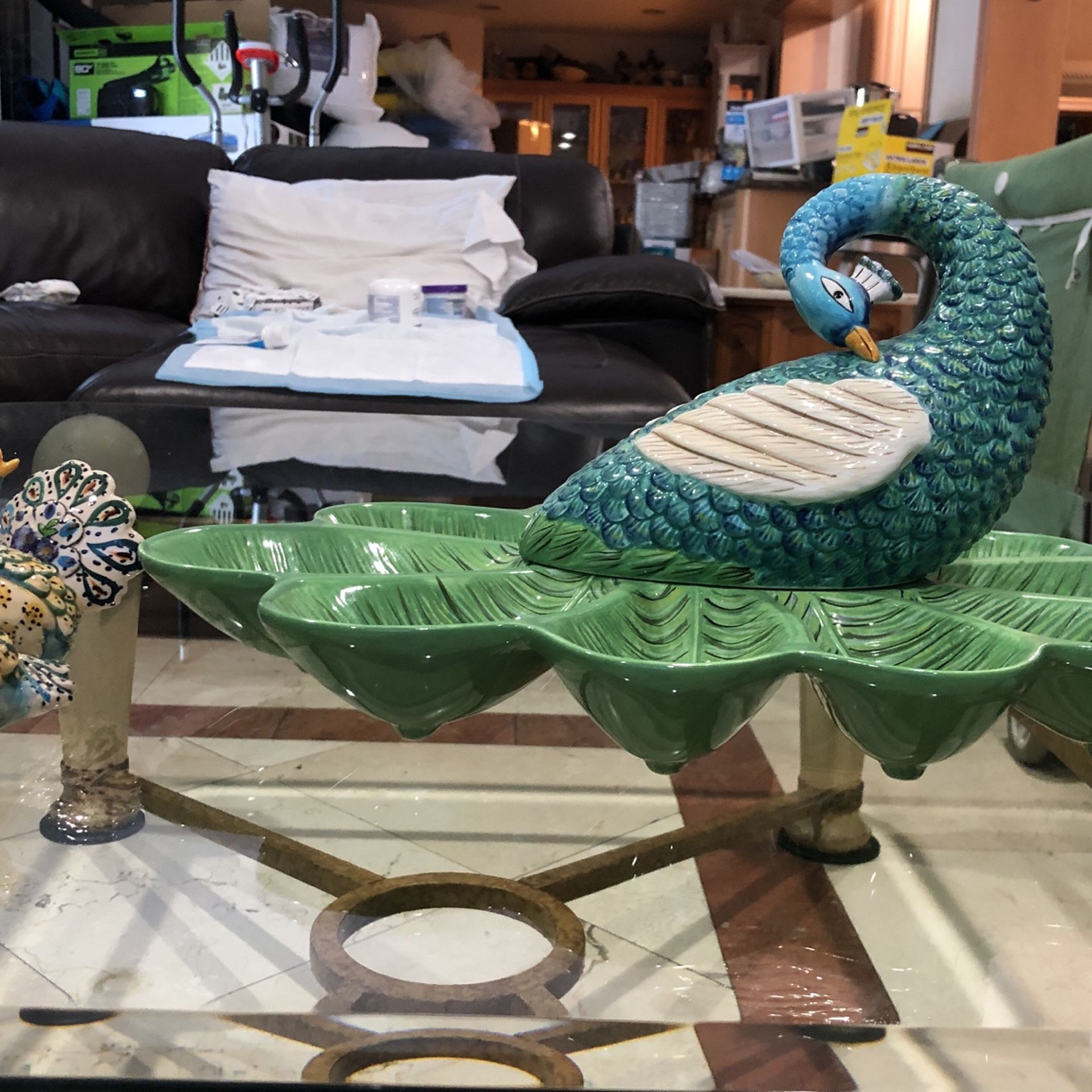 Pea Cock Salt And Pepper Shaker And Beautiful Appetizer Tray