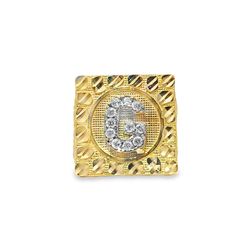 10k Yellow Gold Signet Ring with Round Cut Letter 'G'