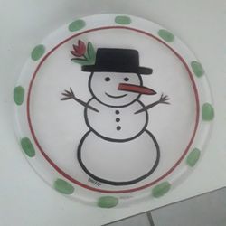 Glass  Large Snowman Serving Plate