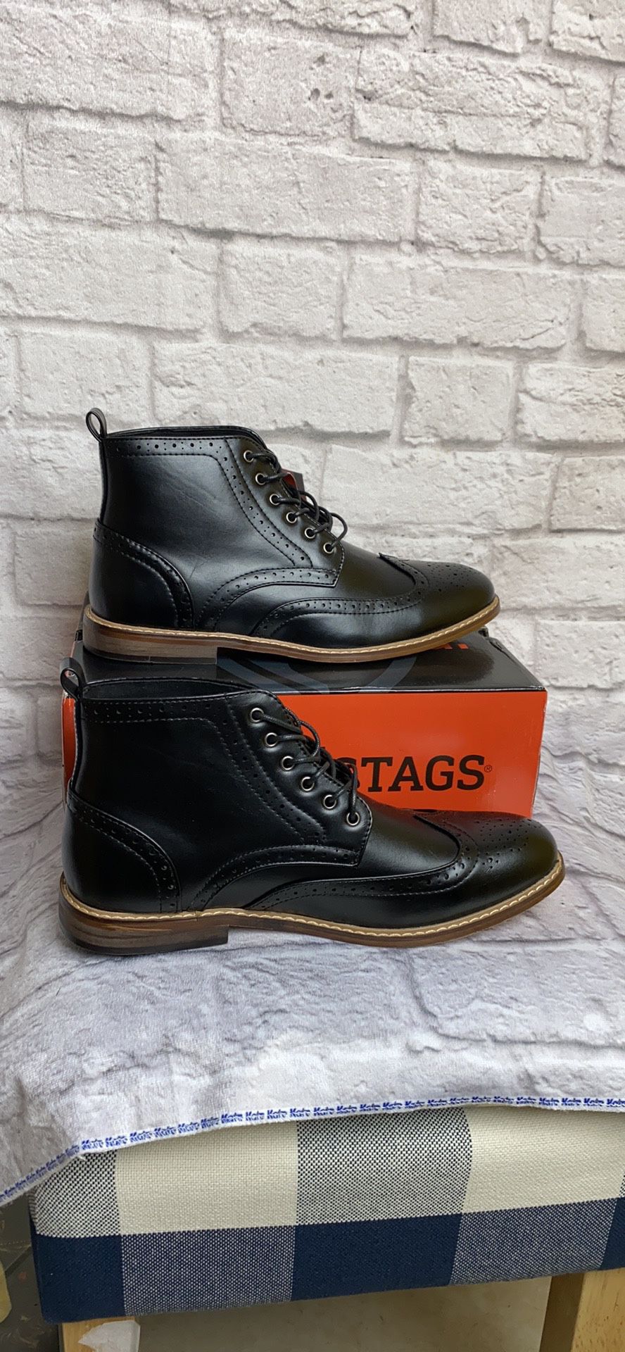Dear Stags Jerad Black Vega Leather Boots Lace up Sz10 Mens New