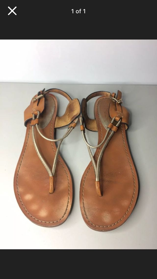 Coach Brown Leather Slingback Sandals Women’s Sz 9B