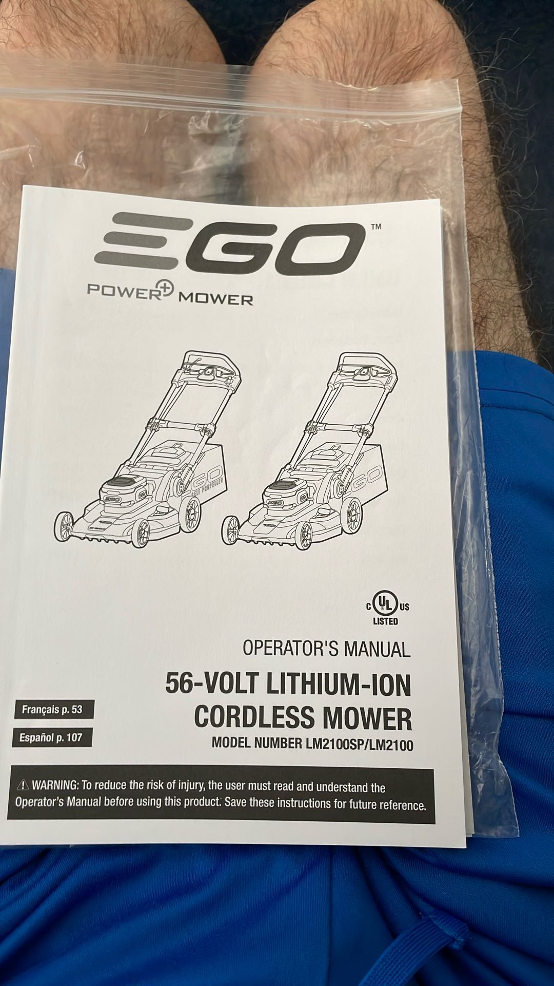 Ego 2100SP Battery Lawn Mower. With Battery And Charger