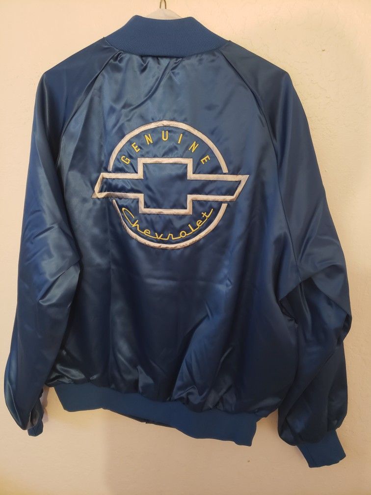 "NOS" Brand New Vintage Genuine Chevrolet Westark BLUE Satin Bomber Jacket Size Large