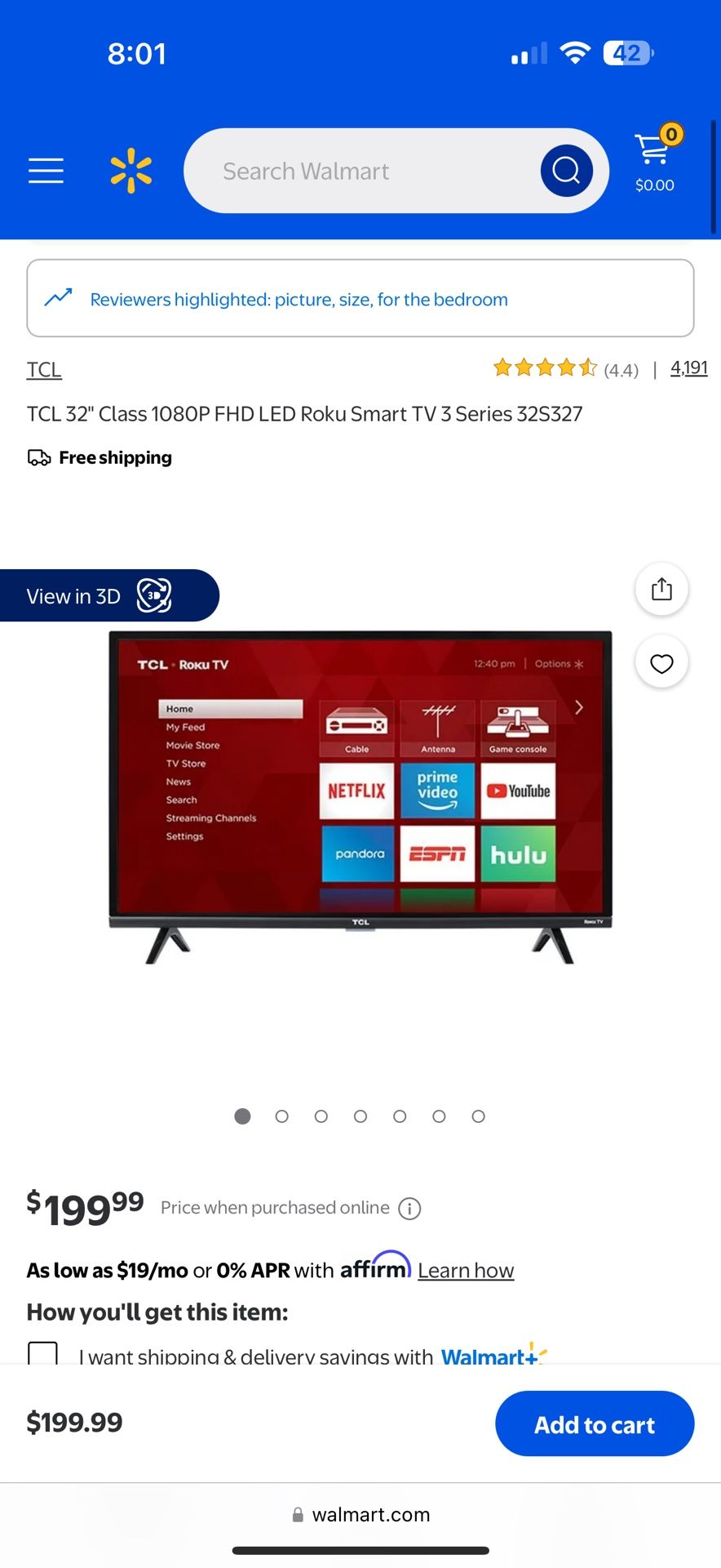 TCL Roku TV 1080p LED smart TV 32”