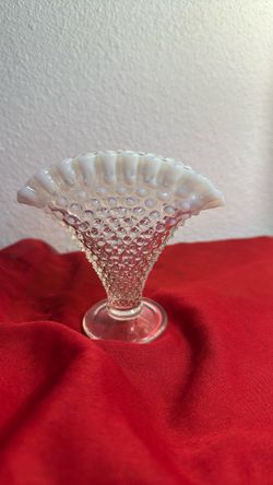 Fenton Hobnail Opal Essence Crimp Vase