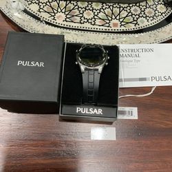 Pulsar PQ2011 Digital Watch Stainless Steel Black Polyurethane Band  MSRP $185