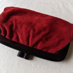 Red Suede and Lucite Italian Evening Clutch