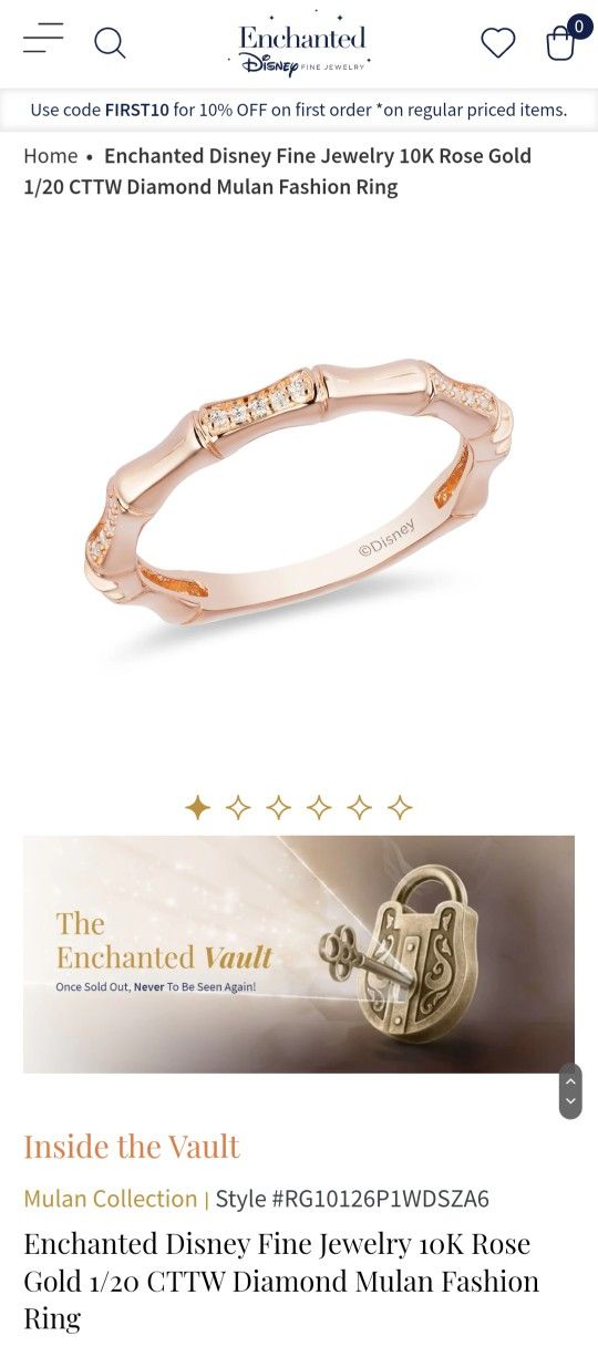 Disney Enchanted Mulan Ring 