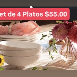 Plato’s Set De 4 $55.00 Linea Widflawer Princess House Ventas Directas