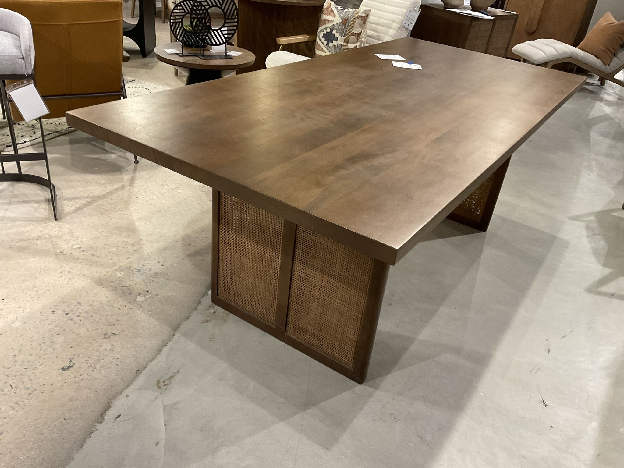 Grier Medium Brown Wood With Cane Dining Table