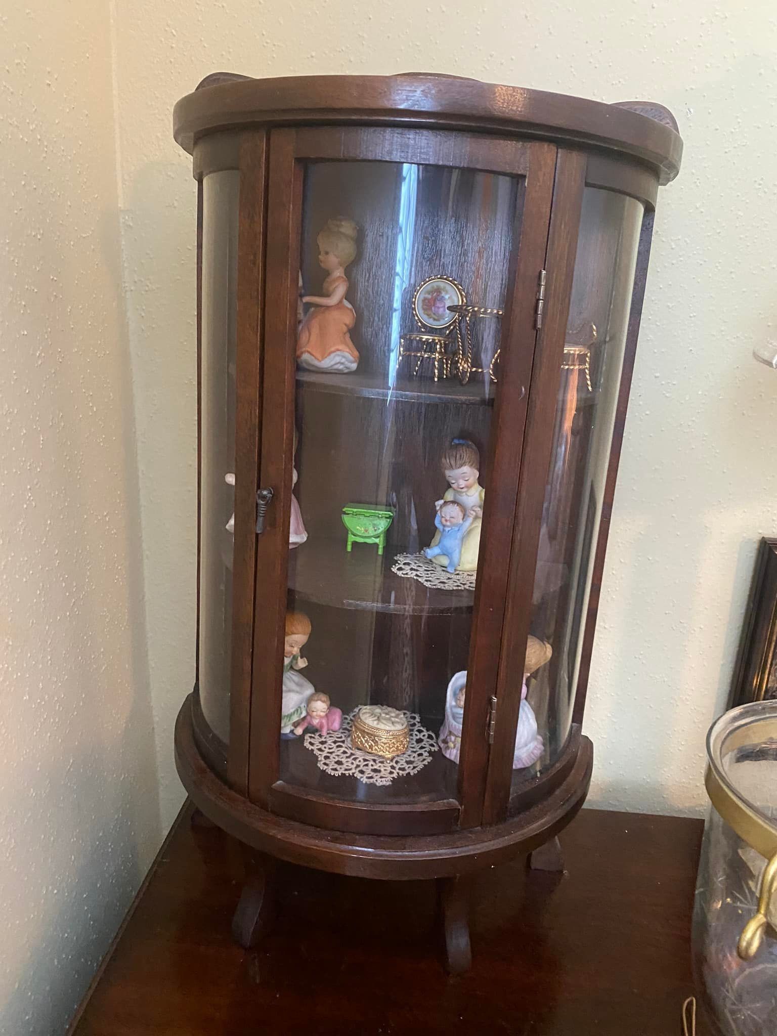 Small Antique Tabletop Curio Cabinet