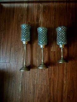 Mosaic Glass Candle Holder Set of 3