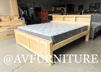 Solid wood King Bed and Mattress