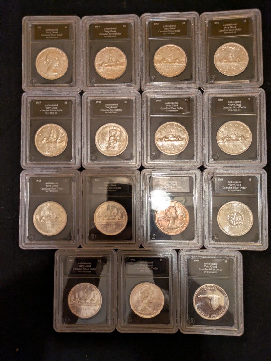 15 Large 80% Silver Dollars. 1950´s And 60´s