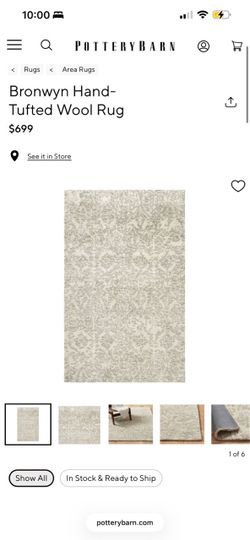 Pottery Barn 5x8 rug, wool hand tufted Bronwyn model