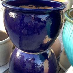 Big Size Blue Ceramic Clay Planter Pot 