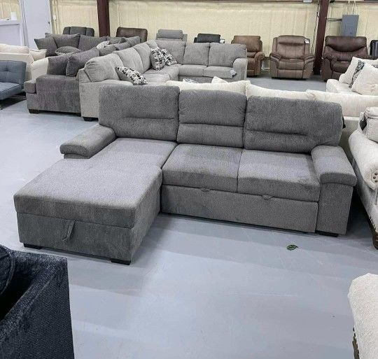 Best Deal - $39 Down👍Yantis Gray Sleeper Sectional with Storage