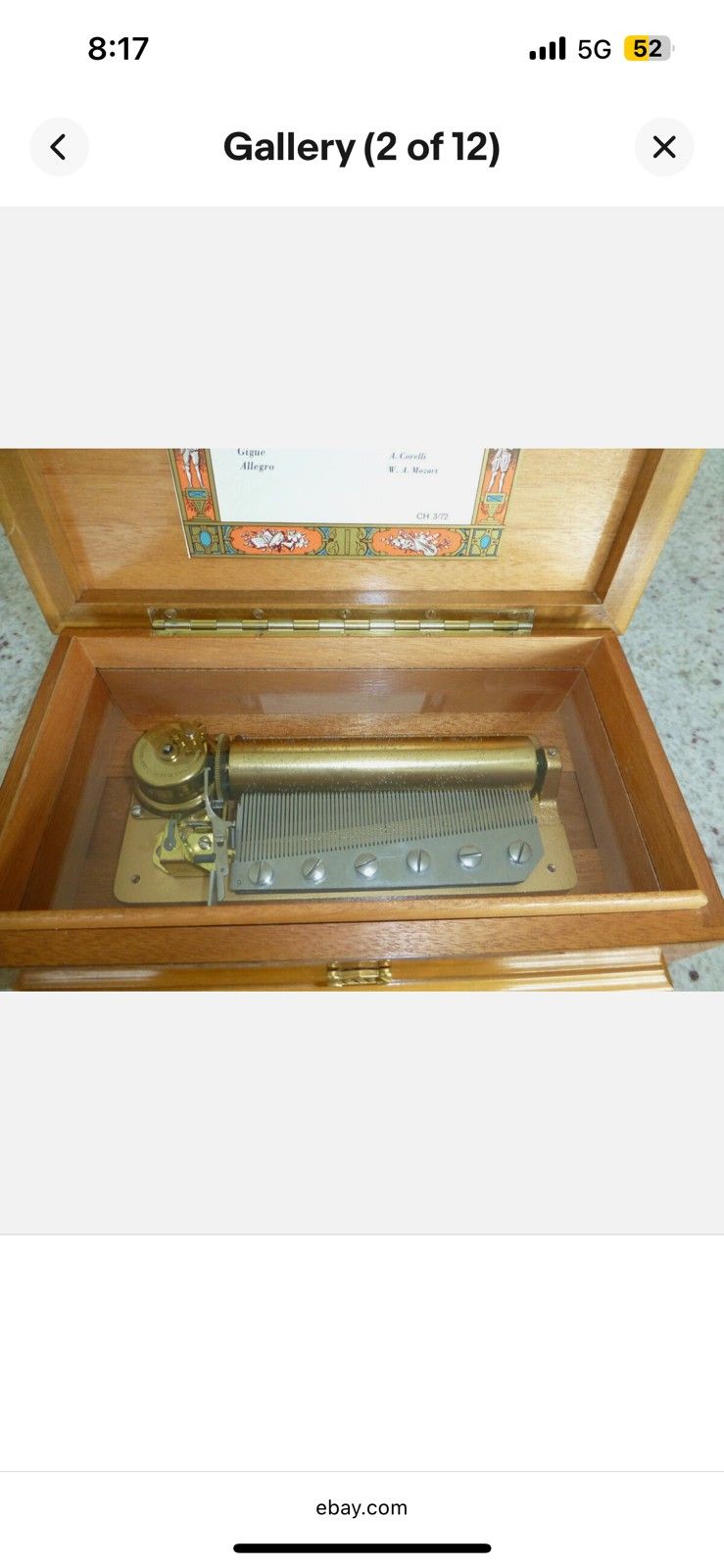 Vintage Reuge Sainte Croix 72 Keys Music Box - 3 Songs Minuet, Gigue , Allegro