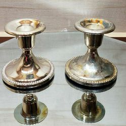 WM Rogers Silverplated Candle Holders