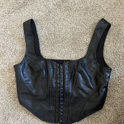 Faux Leather Corset Crop Top