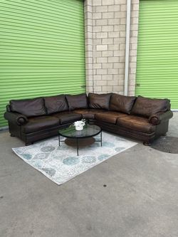 *Free Delivery* Brown Bernhardt Leather Sectional Couch Sofa