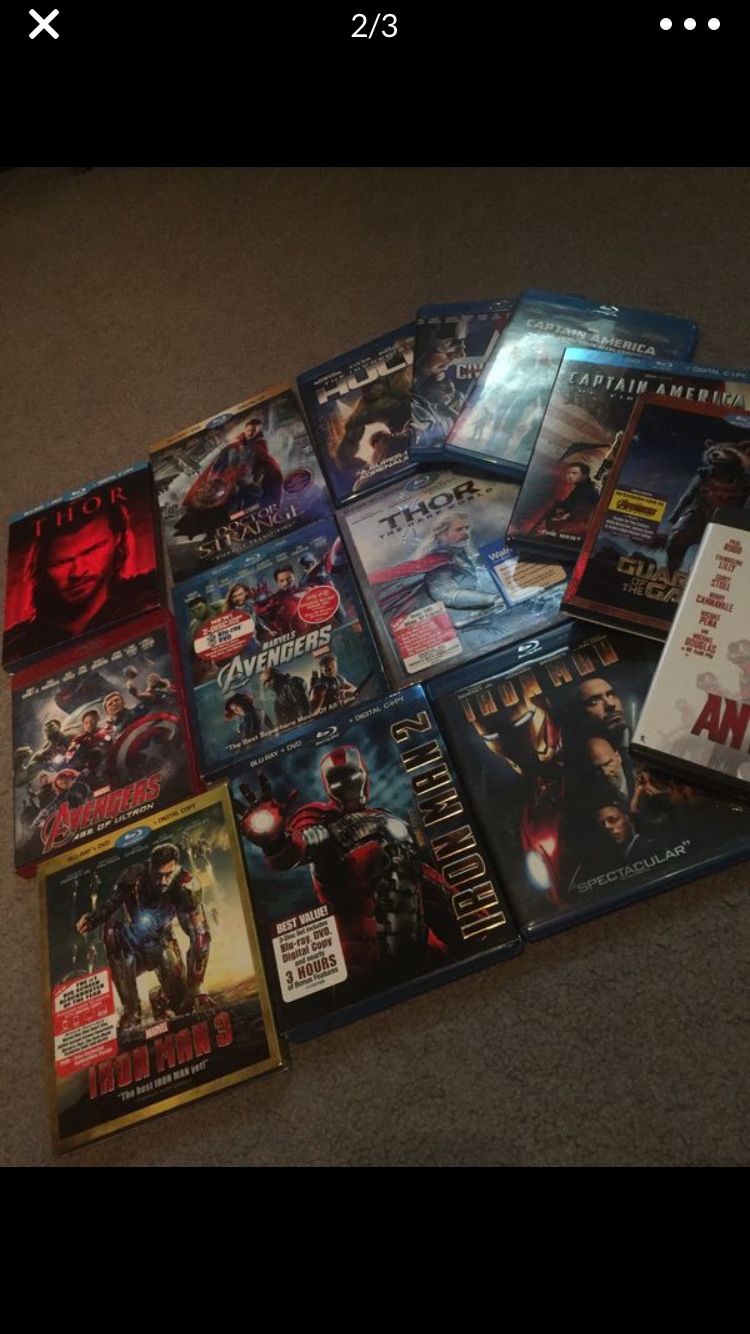 Marvel super hero blu ray lot