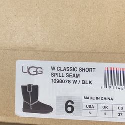 Ugg Boot, Size 6, Black with Gray Fur