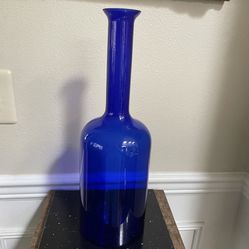 Modern Cobalt Blue Art Glass Bottle16”