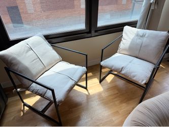 Pair of Minimalist Metal Accent Chairs