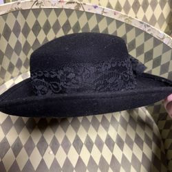 Woman’s Black Felt Wide Brimmed Hat