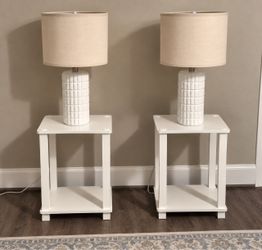 2 Side Tables + 2 Matching Lamps - Like New