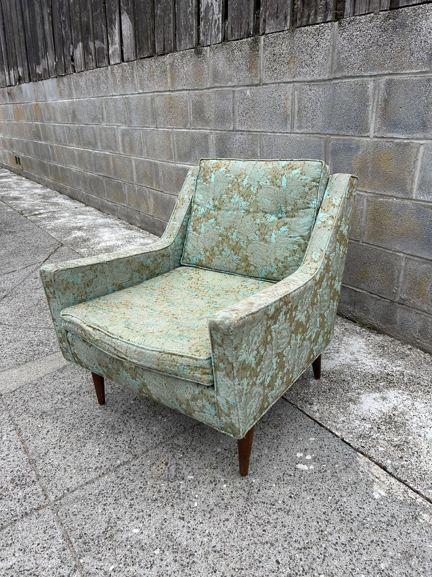Vintage Mid Century Floral Upholstered Chair 