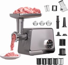 3200W Electric Meat Grinder Sausage Stuffer With Touch Color Screen 4 Speed Settings 3 Slice, Shred Blades,7 Blades,Sausage Stuffer,Kubbe Kitmeat Grin
