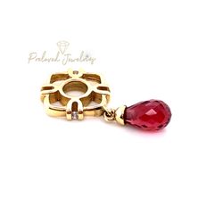 14k Storywheel Briolette Garnet And Diamond Charm