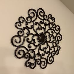 Large Ornate Scroll Wall Decor – Dark Brown