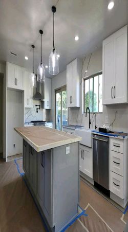 Kitchen Cabinet, Countertop And Floors.