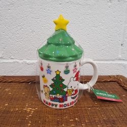 Sanrio Hello Kitty Happy Holidays Christmas Tree Top Mug 18 Oz NWT (C3)