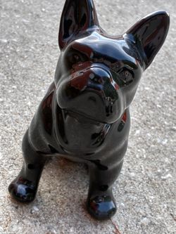 Black Ceramic French Bulldog Figurine