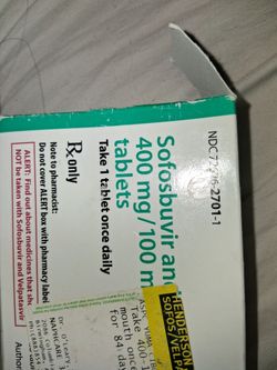 Sofosbuvir and velpatasvir 400mg/100mg