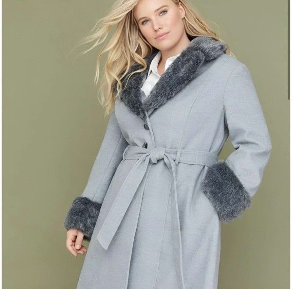 Lane Bryant Grey Faux Fur Coat