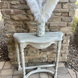 Beige And White End Table