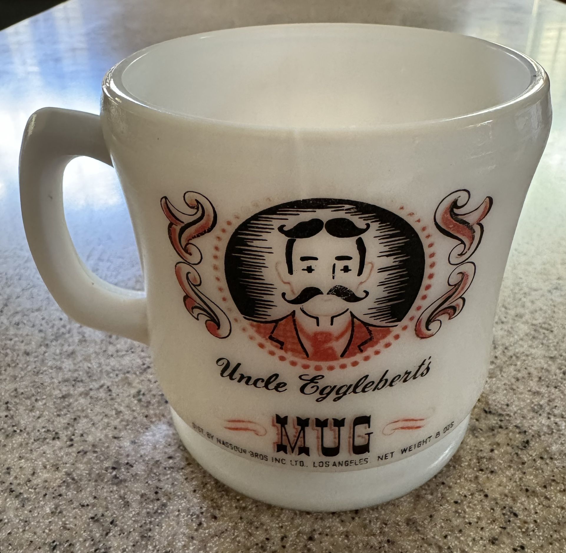 Vintage Shaving Mug Uncle Egglebert’s Milk Glass Barber Shop Collectable
