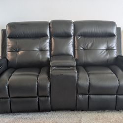 Black Reclining Zero-Gravity Sofa / Loveseat