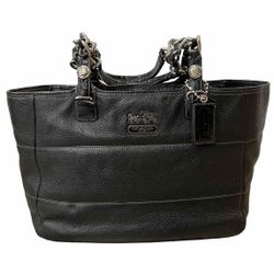 Coach Madison Tribeca East West Black Pebbled Leather Chain Strap Shoulder Bag