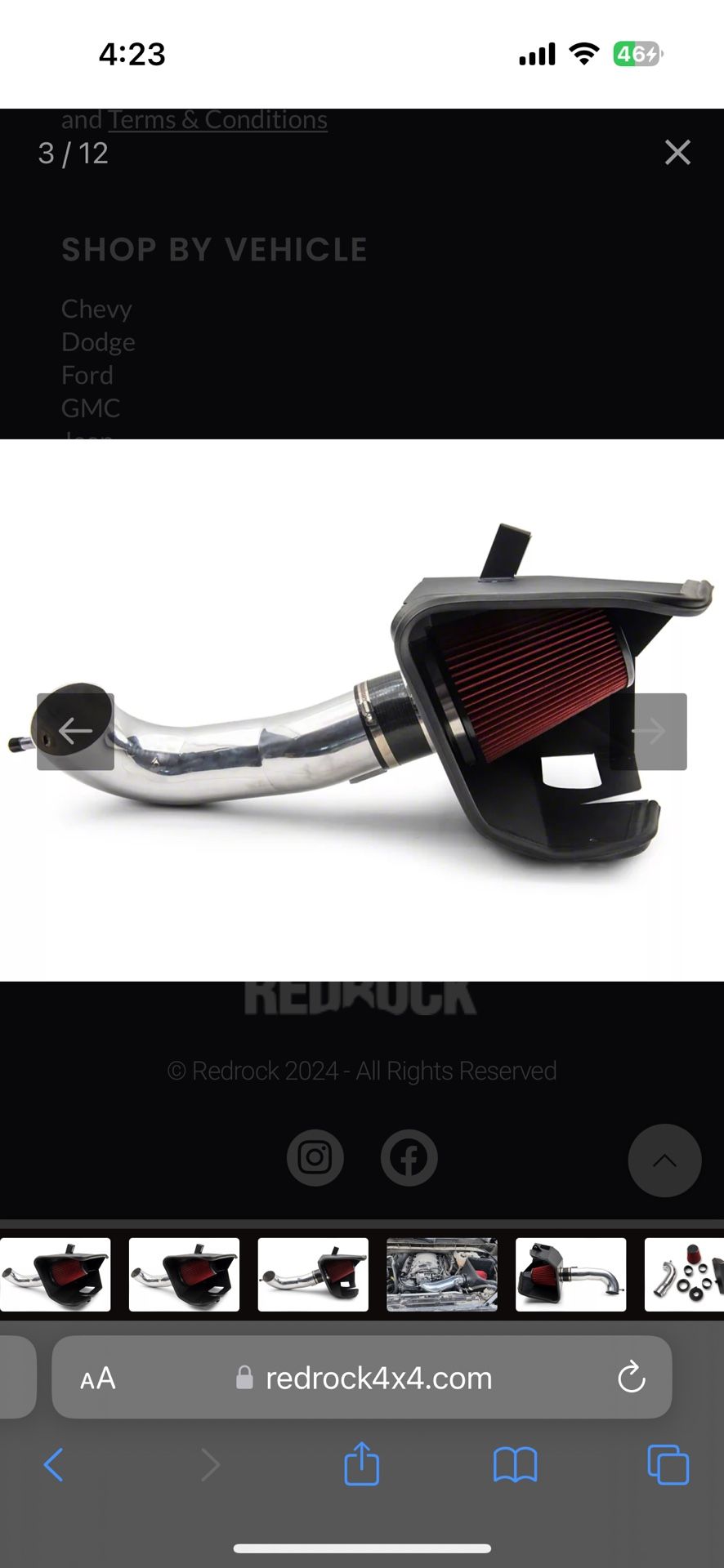 RedRock Cold Air Intake; Polished (19-24 V8 GMC Sierra 1500)