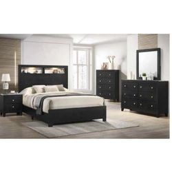 4- Pc Bedroom set Dresser,Mirror  Nightstand (1) Queen size bed frame  Not including Mattress and Box Sp